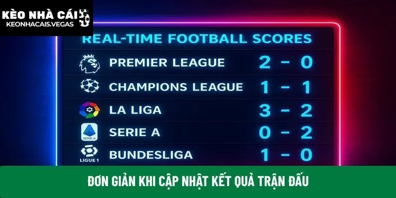 Đơn giản khi cập nhật kết quả trận đấu